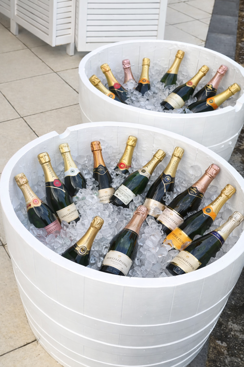 Wine Barrel Beverage Bucket ~ White