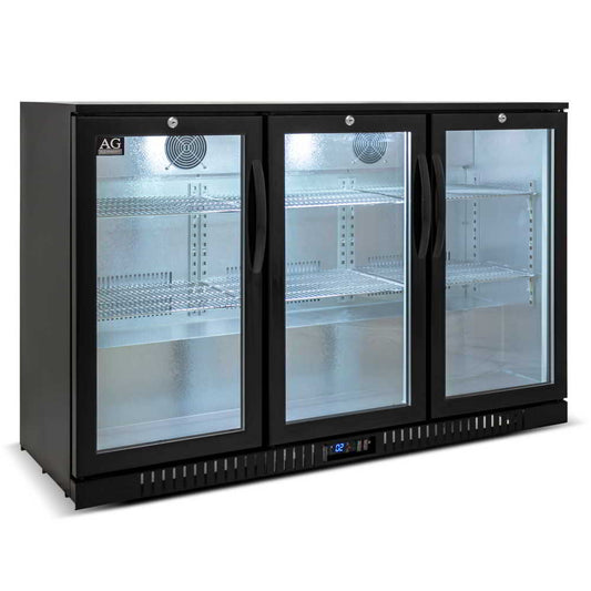 Black Three Door Bar Fridge