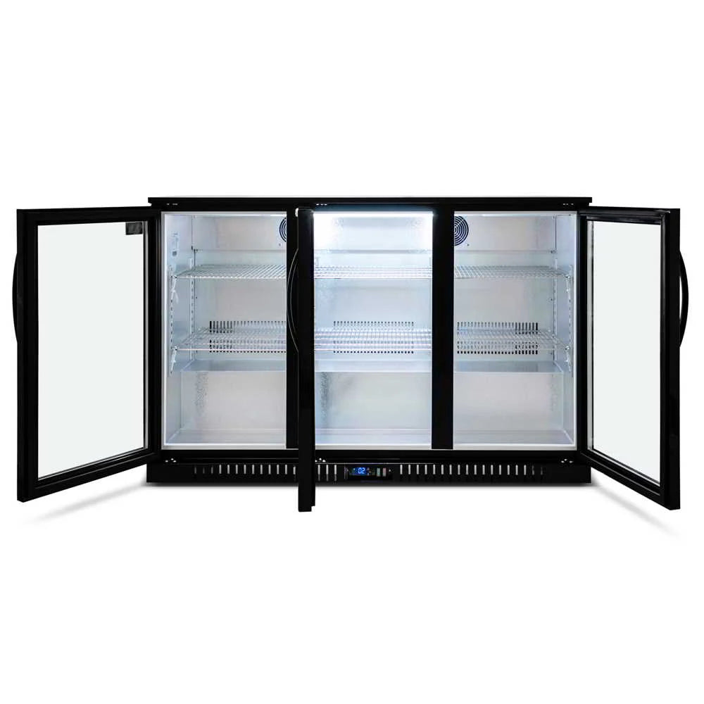 Black Three Door Bar Fridge